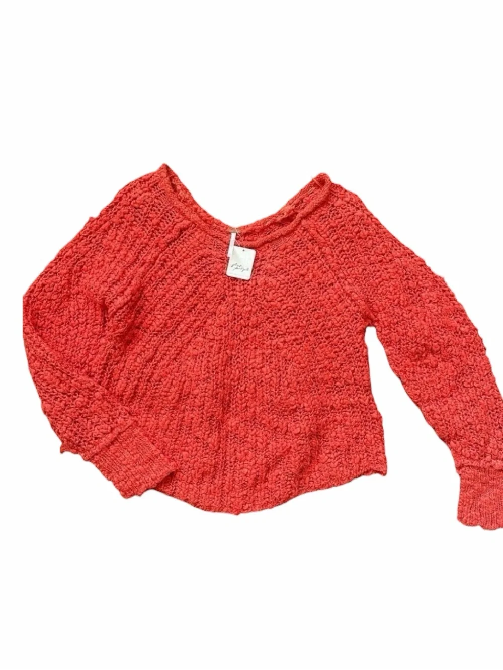 NEW FREE PEOPLE In a Swirl Pullover Sweater in Tangerine Size S